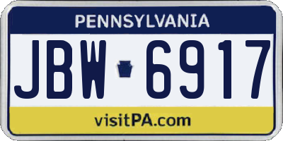 PA license plate JBW6917