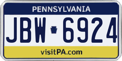 PA license plate JBW6924