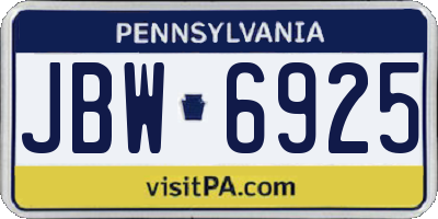 PA license plate JBW6925