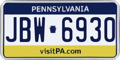 PA license plate JBW6930