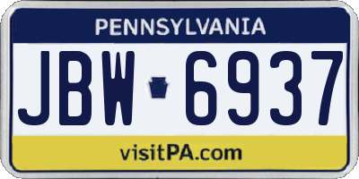 PA license plate JBW6937