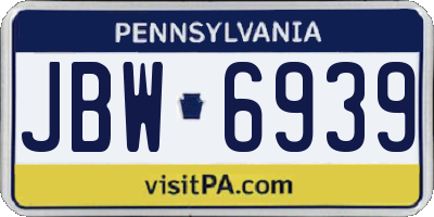 PA license plate JBW6939
