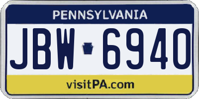 PA license plate JBW6940
