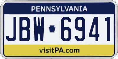 PA license plate JBW6941