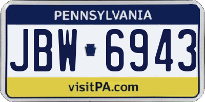 PA license plate JBW6943