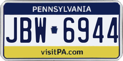 PA license plate JBW6944