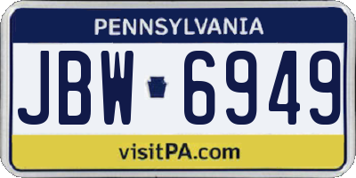 PA license plate JBW6949