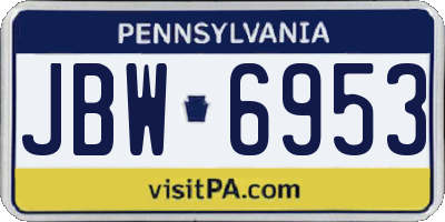 PA license plate JBW6953