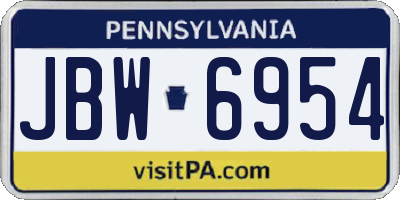PA license plate JBW6954