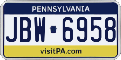 PA license plate JBW6958