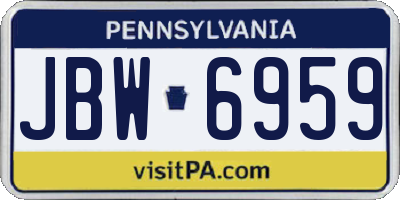 PA license plate JBW6959