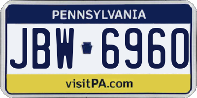 PA license plate JBW6960