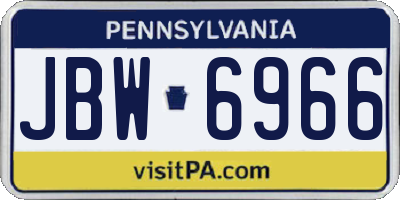 PA license plate JBW6966