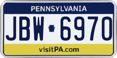 PA license plate JBW6970