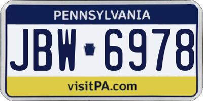 PA license plate JBW6978