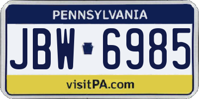 PA license plate JBW6985