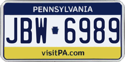 PA license plate JBW6989