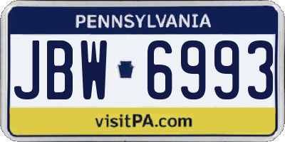 PA license plate JBW6993