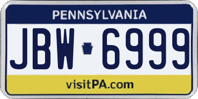 PA license plate JBW6999