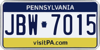PA license plate JBW7015