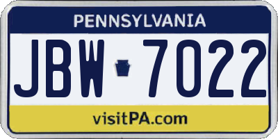 PA license plate JBW7022