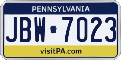 PA license plate JBW7023