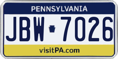 PA license plate JBW7026