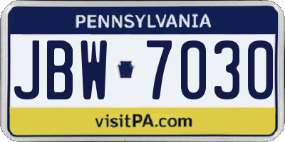 PA license plate JBW7030