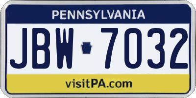 PA license plate JBW7032