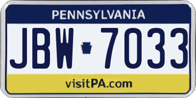 PA license plate JBW7033