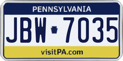 PA license plate JBW7035