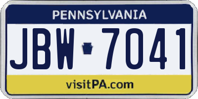 PA license plate JBW7041