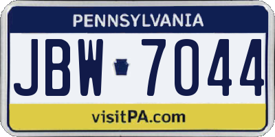 PA license plate JBW7044