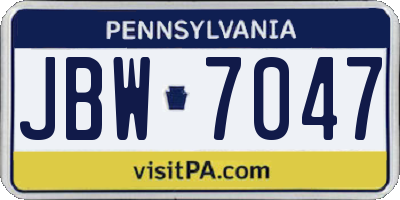 PA license plate JBW7047
