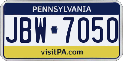 PA license plate JBW7050