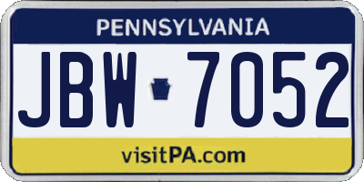 PA license plate JBW7052
