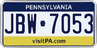 PA license plate JBW7053