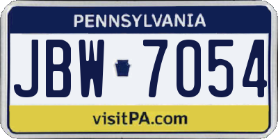 PA license plate JBW7054