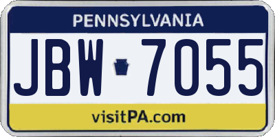 PA license plate JBW7055