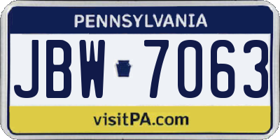 PA license plate JBW7063