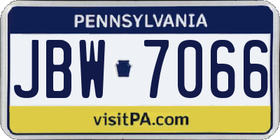 PA license plate JBW7066