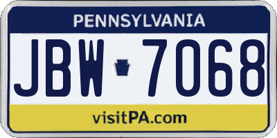 PA license plate JBW7068