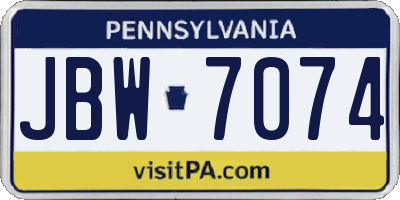 PA license plate JBW7074