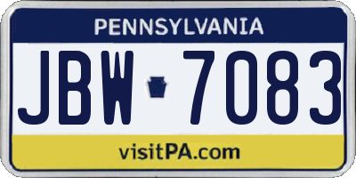 PA license plate JBW7083