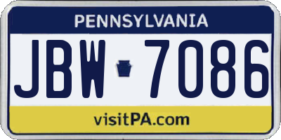 PA license plate JBW7086