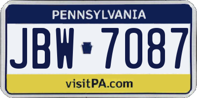PA license plate JBW7087