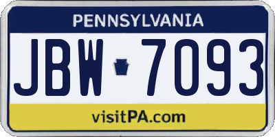 PA license plate JBW7093