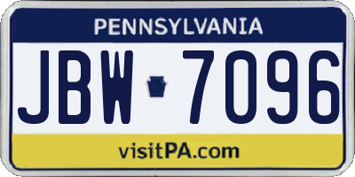 PA license plate JBW7096