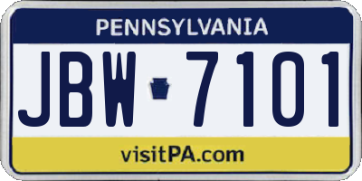 PA license plate JBW7101