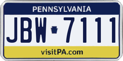 PA license plate JBW7111